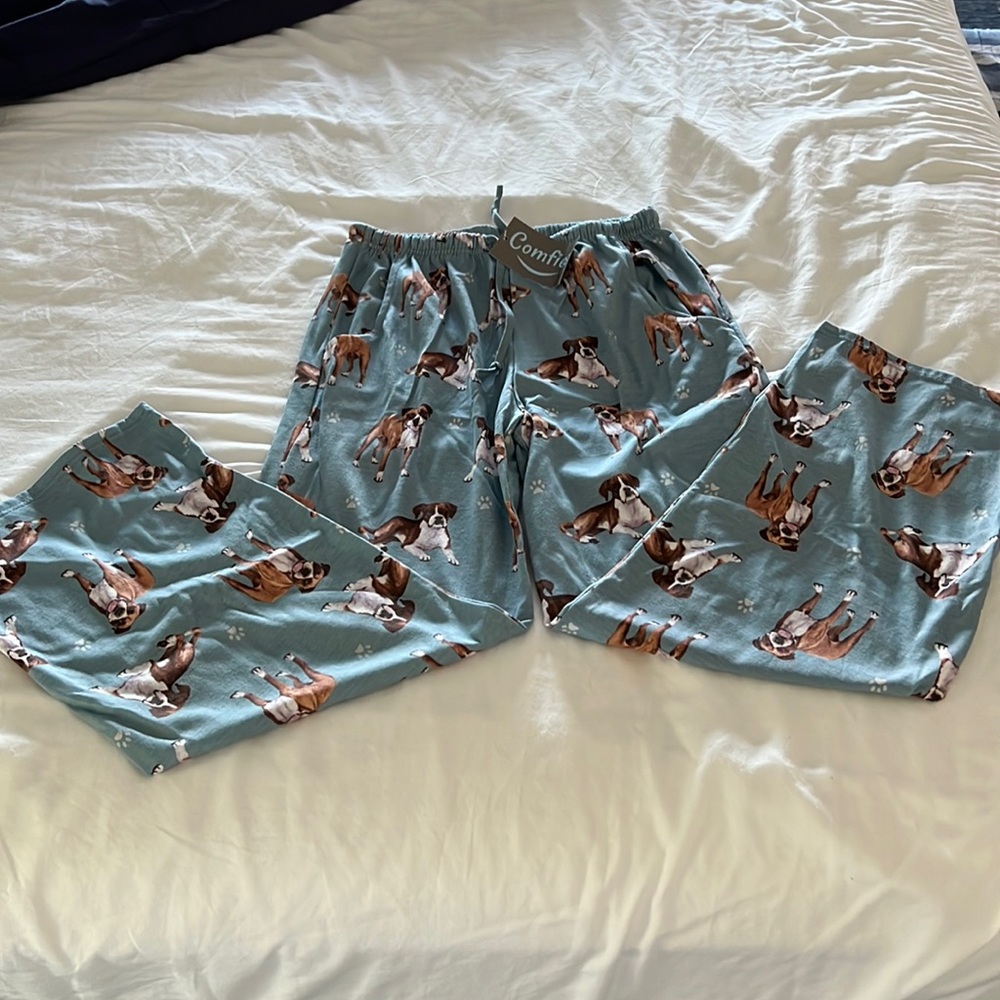 Boxer Dog pajama bottoms. NWT